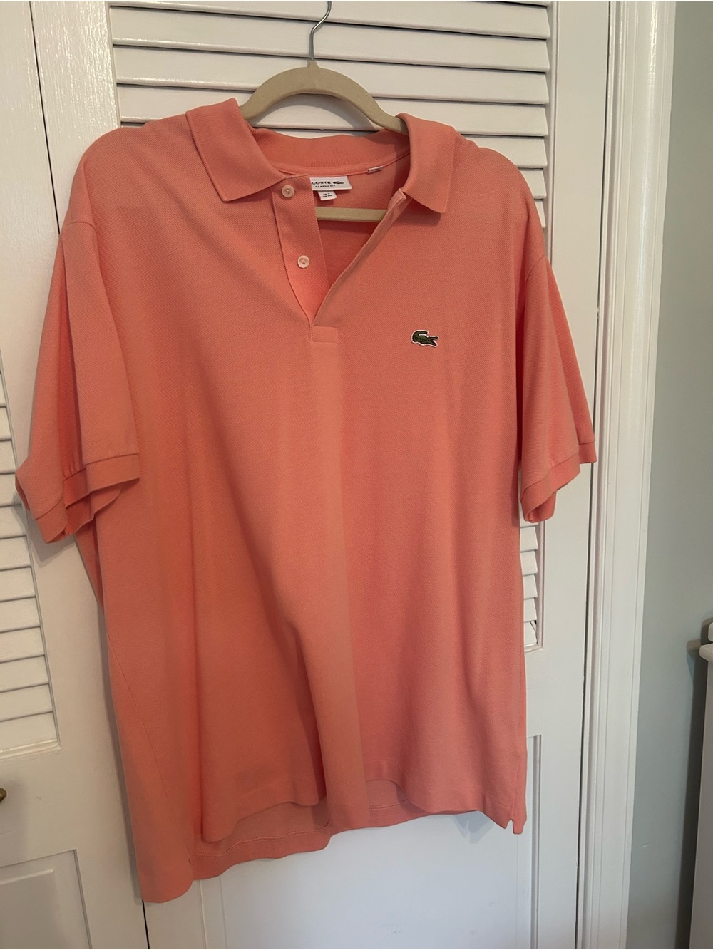 Lacoste Coral Pink Short-Sleeve Polo with Croc Logo